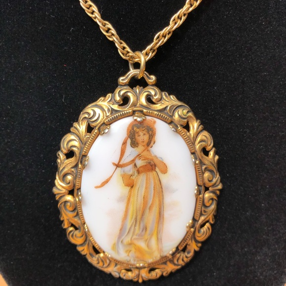 Vintage Italian cameo necklace pendant - Picture 2 of 3